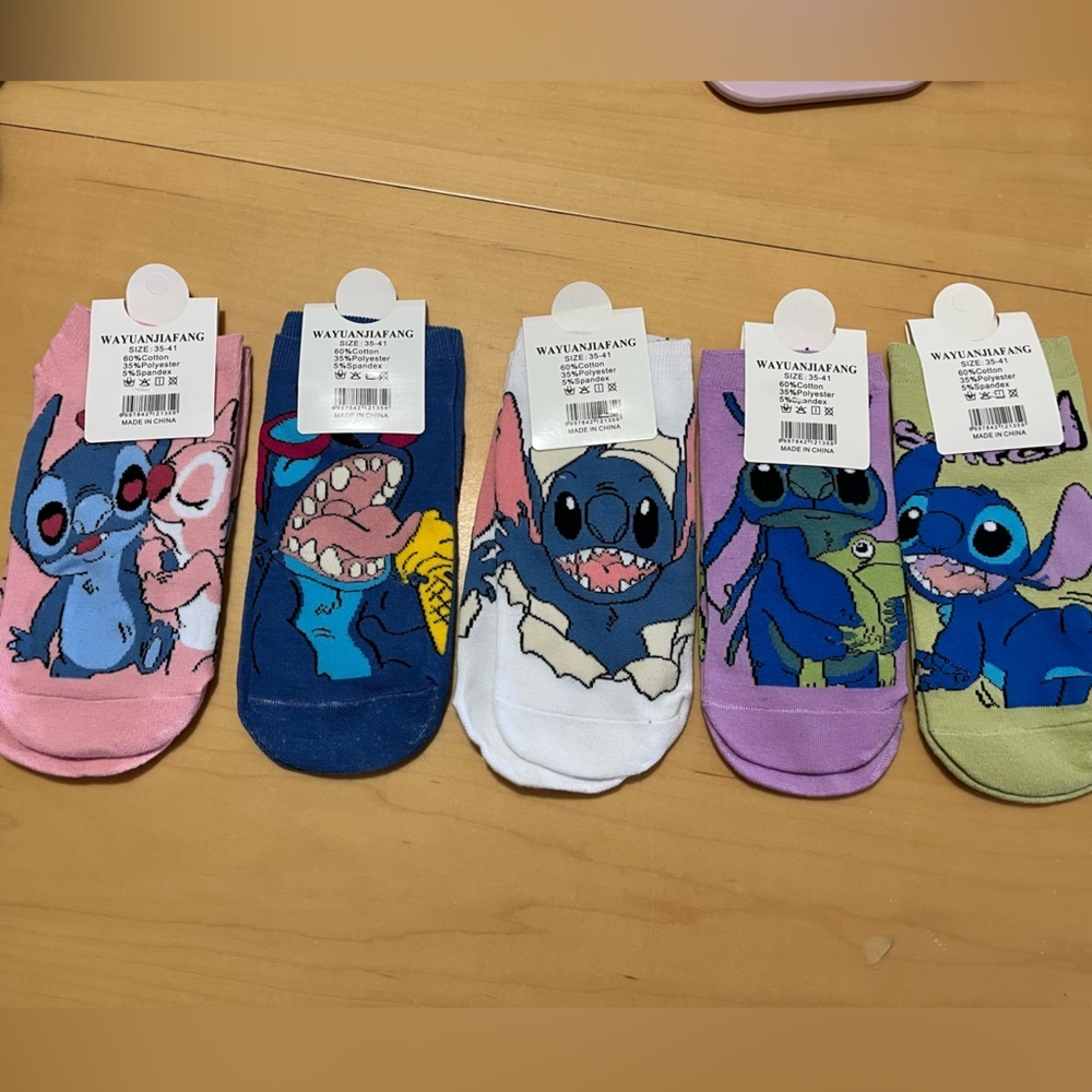 Stitch Colorful Cartoon Character Socks Set - Picture 2 of 2